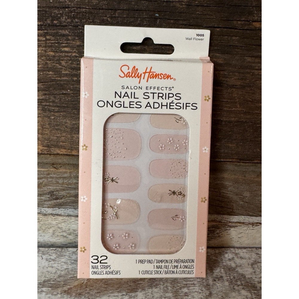 Sally Hansen Salon Effects Nail Strips – Wall Flower 1005 – 32 Strips – NIB $12